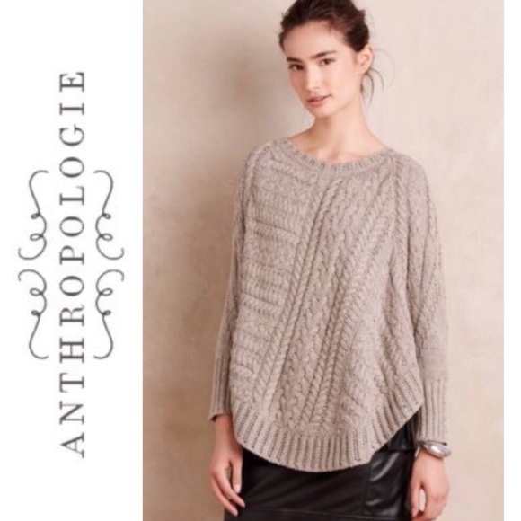 Anthropologie Sweaters - Anthro • Angel of the North • Curved Cables Poncho